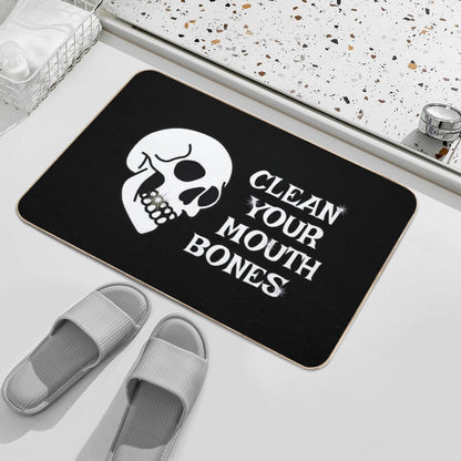 Clean Your Mouth Bones - White  Multi-Purpose Bath Mat
