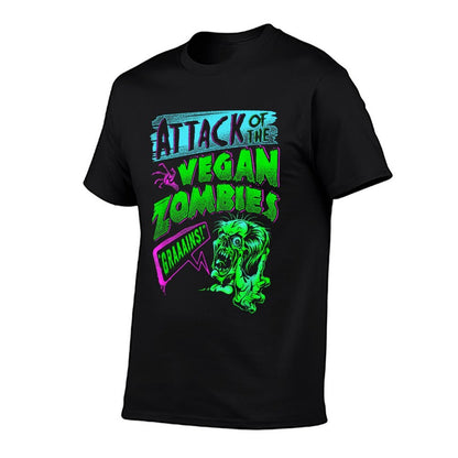 Attack of The Vegan Zombies Vegetarian Halloween  Rolled Sleeves T-Shirt