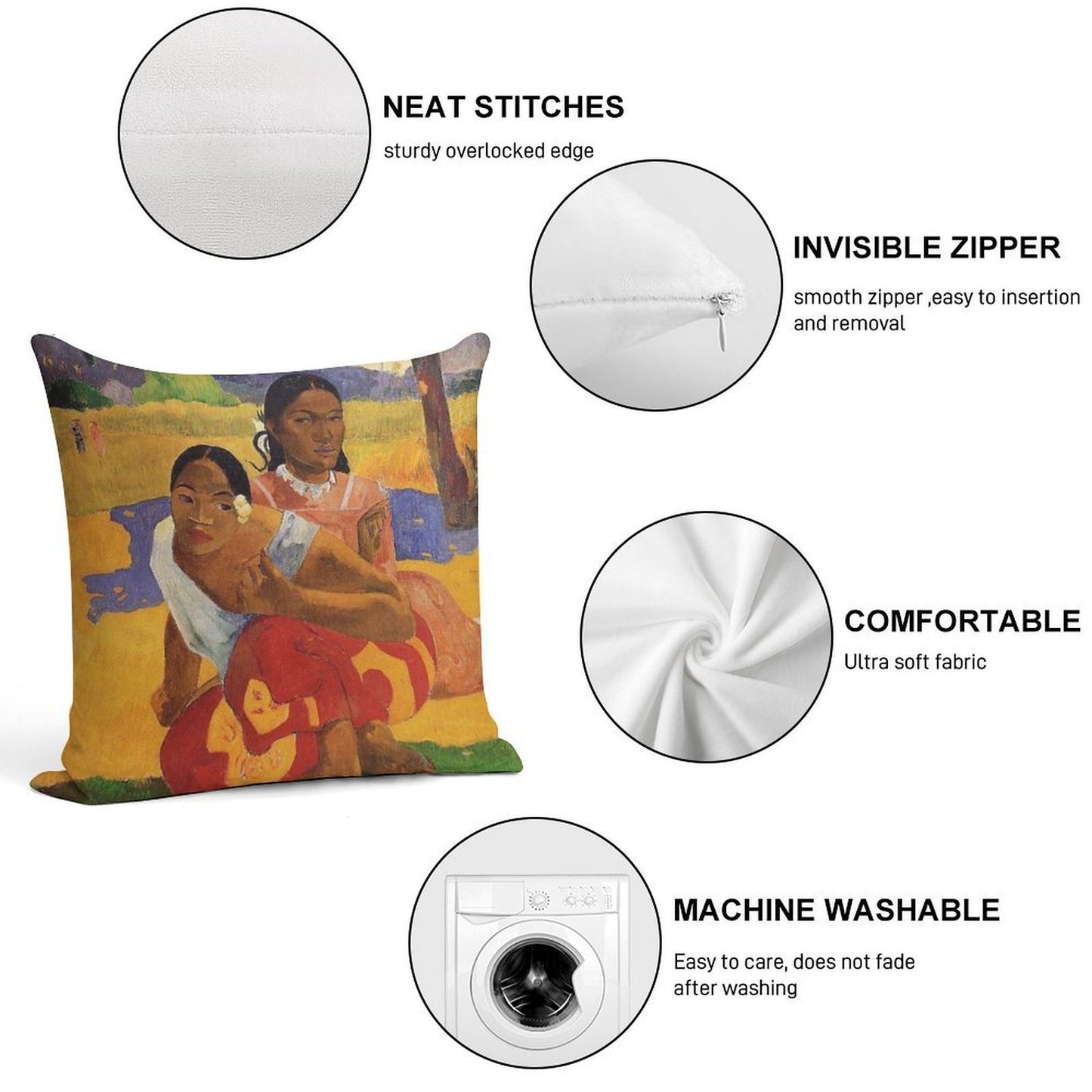 'Nafea Faa Ipoipo' - Paul Gauguin Soft Warmth Comfort Throw Pillow