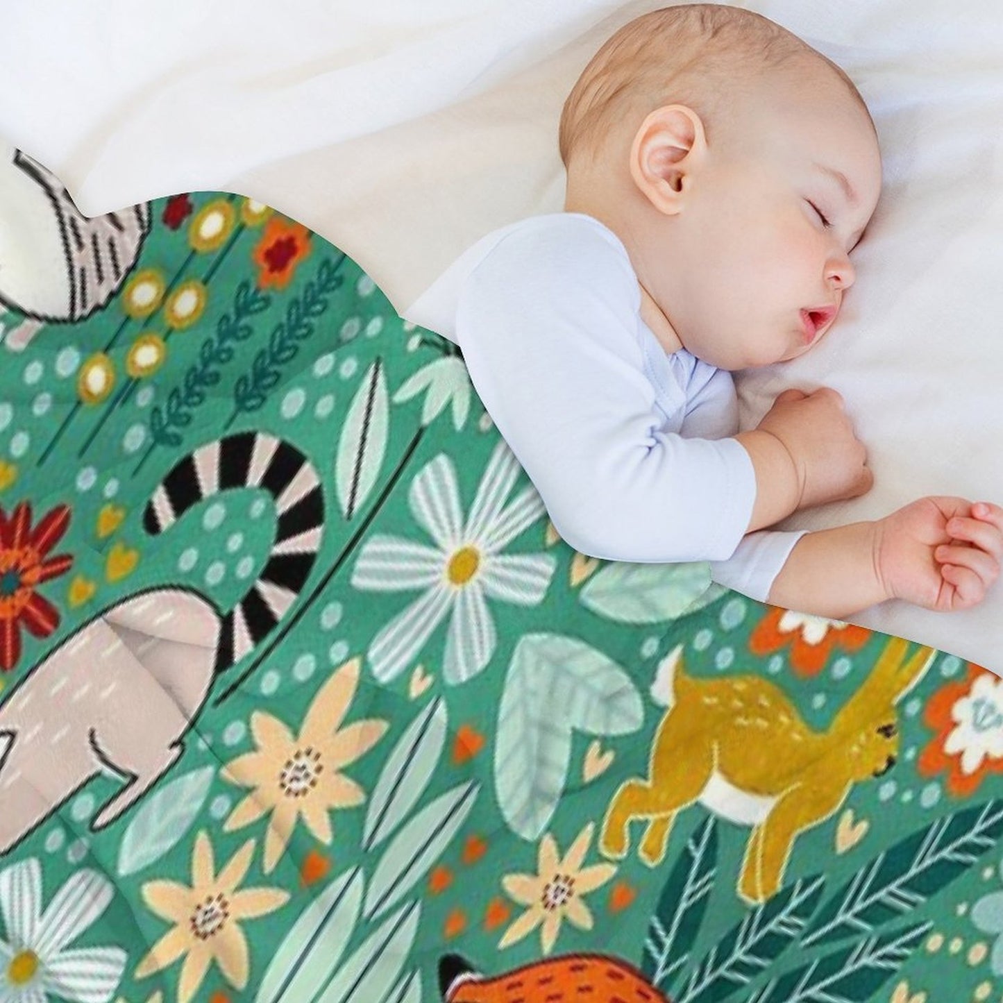 Textured Woodland Pattern - Sea Green Premium Throw Blanket