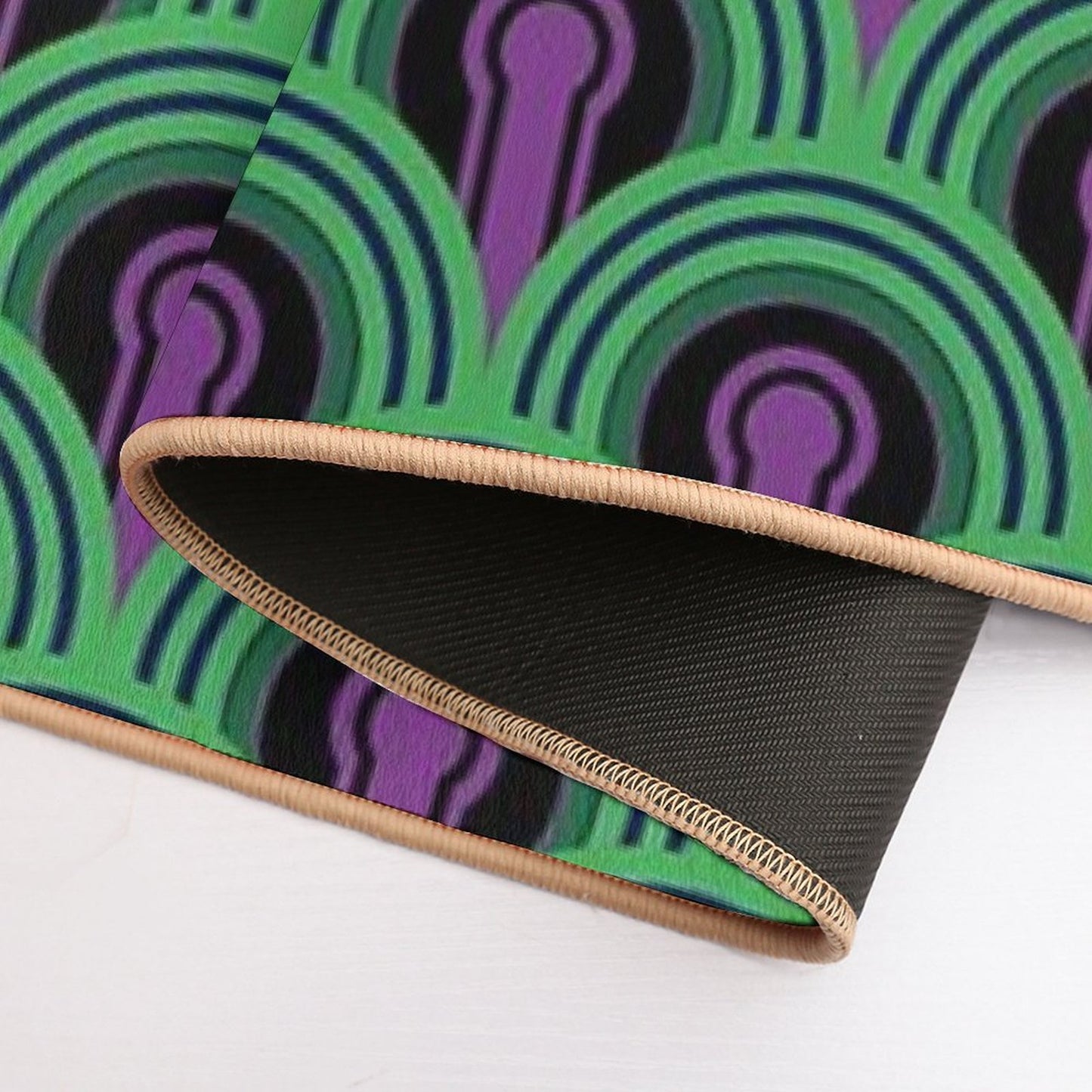 Geometric Pattern Keyhole Arch Deedree Daniel Green  Long-Lasting Bath Mat