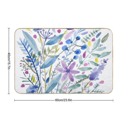 Flowers in Blue And Purple  Fade-Resistant Bath Mat