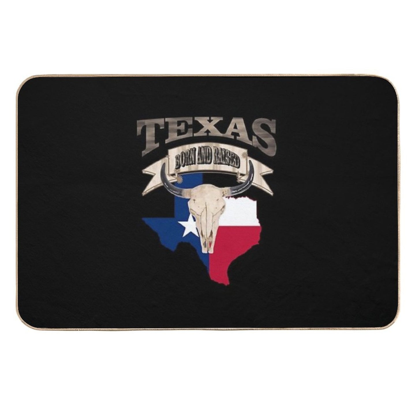 1980s Bull Skull Born And Raised Lone Star Texan Texas  Anti-Trip Bath Mat