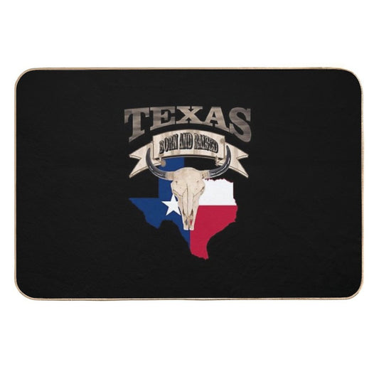 1980s Bull Skull Born And Raised Lone Star Texan Texas  Anti-Trip Bath Mat