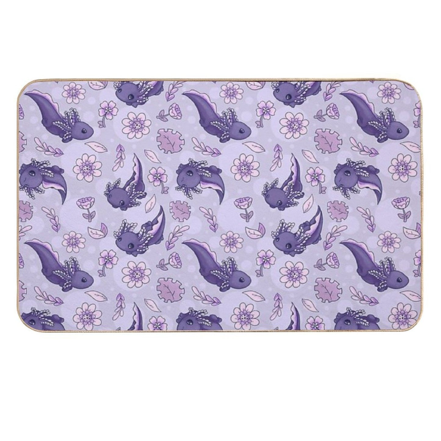Floral Speckled Axolotl Pattern - Winter Edition  Absorbent Bath Mat