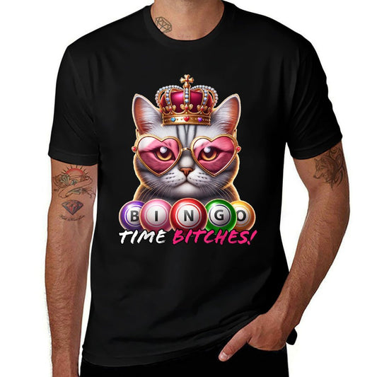 Funny Bingo Gifts for Women Men Bingo Time Bitches Black Cartoon Graphic Modern  Vintage-inspired T-Shirt