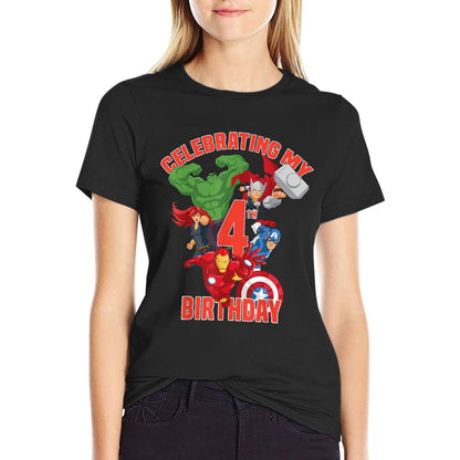 Marvel Avengers Celebrating My 4th Birthday  Lightweight T-Shirt
