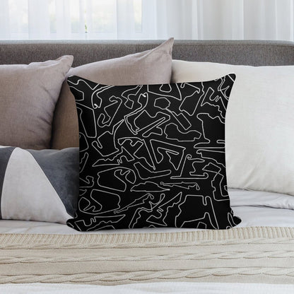 Race Tracks on A Black Background Soft Gift Ready Throw Pillow