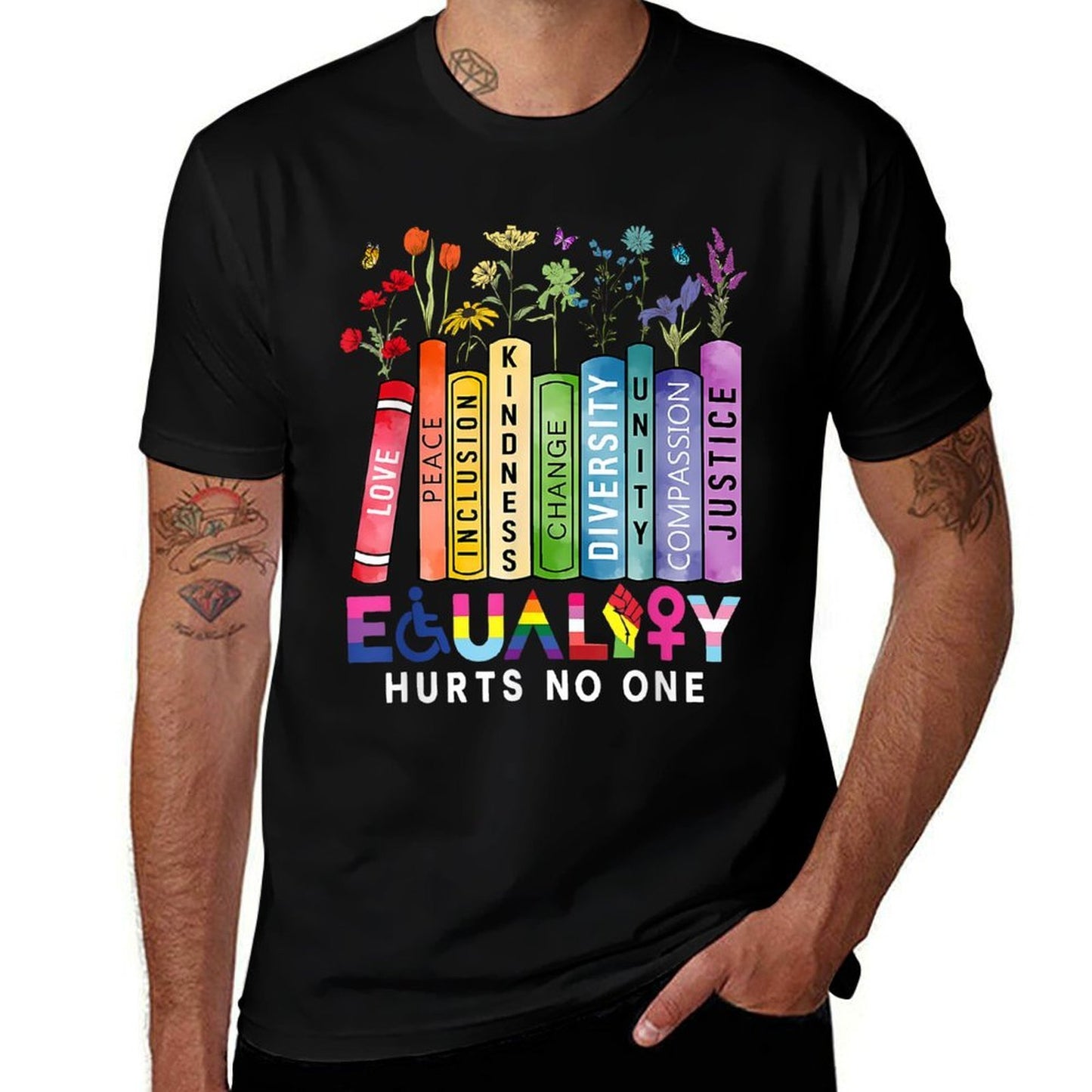 Equality Hurts No One Lgbt Book Flower Social Justice Pride  Vintage-inspired T-Shirt