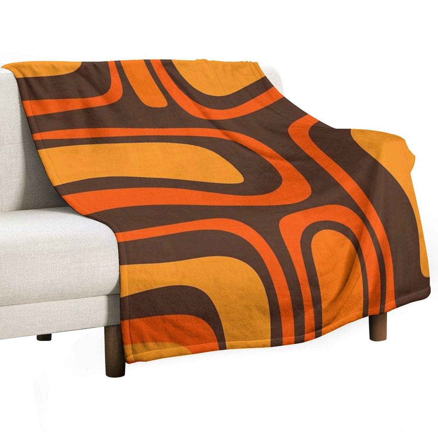Palm Springs Retro Mid-Century Modern Abstract Pattern in 70s Brown And Orange Comfort Throw Blanket