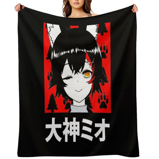 Hololive Ookami Mio Short Hair Easy Care Throw Blanket