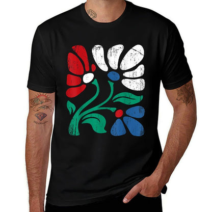 Retro Boho Daisy Flower American USA 4th of July Comfortable T-Shirt