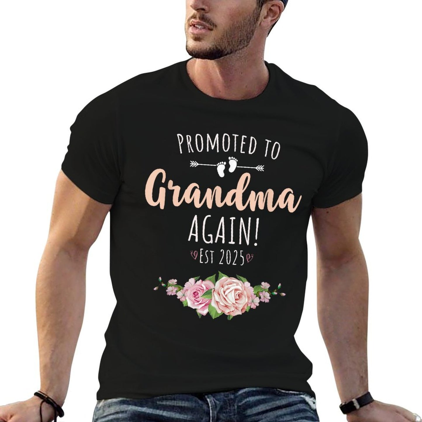 Promoted To Grandma Again 2025  Summer-ready Fabric T-Shirt