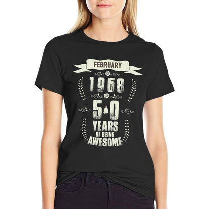 February 1968 50 Years Of Being Awesome 50th Birthday  Slim-fit Cut T-Shirt