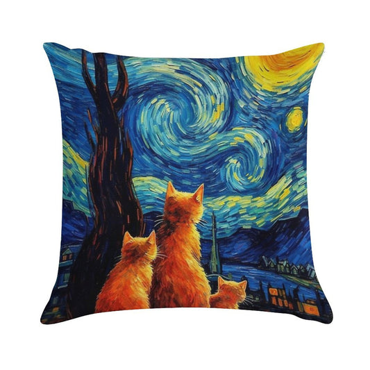 Cat Van Gogh Soft Anti-Pilling Throw Pillow