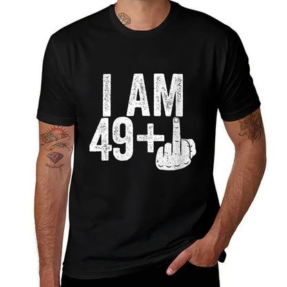 Womens I Am 49 Plus Middle Finger Men Women 50th Birthday  Summer-ready Fabric T-Shirt