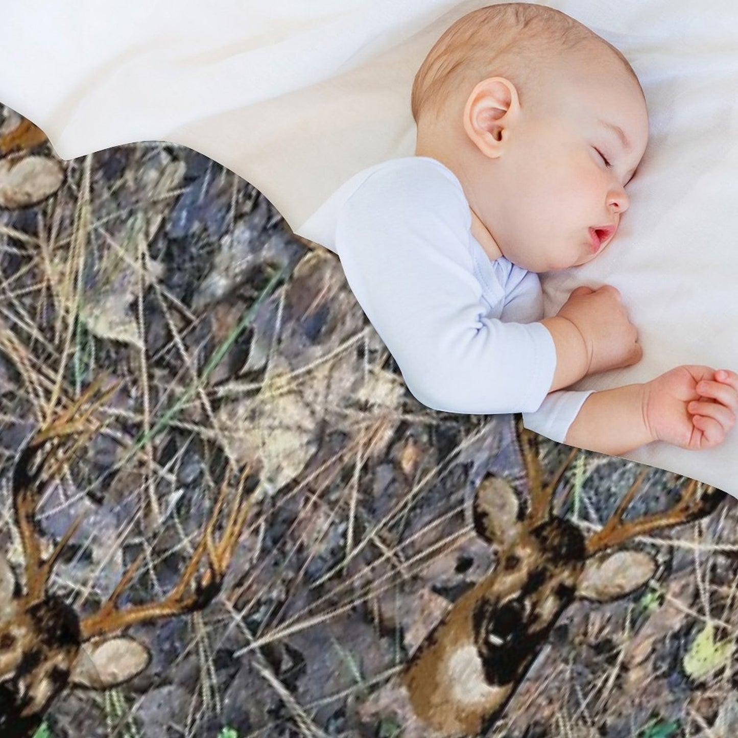 Whitetail Buck Deer Camouflage Design Comfort Throw Blanket