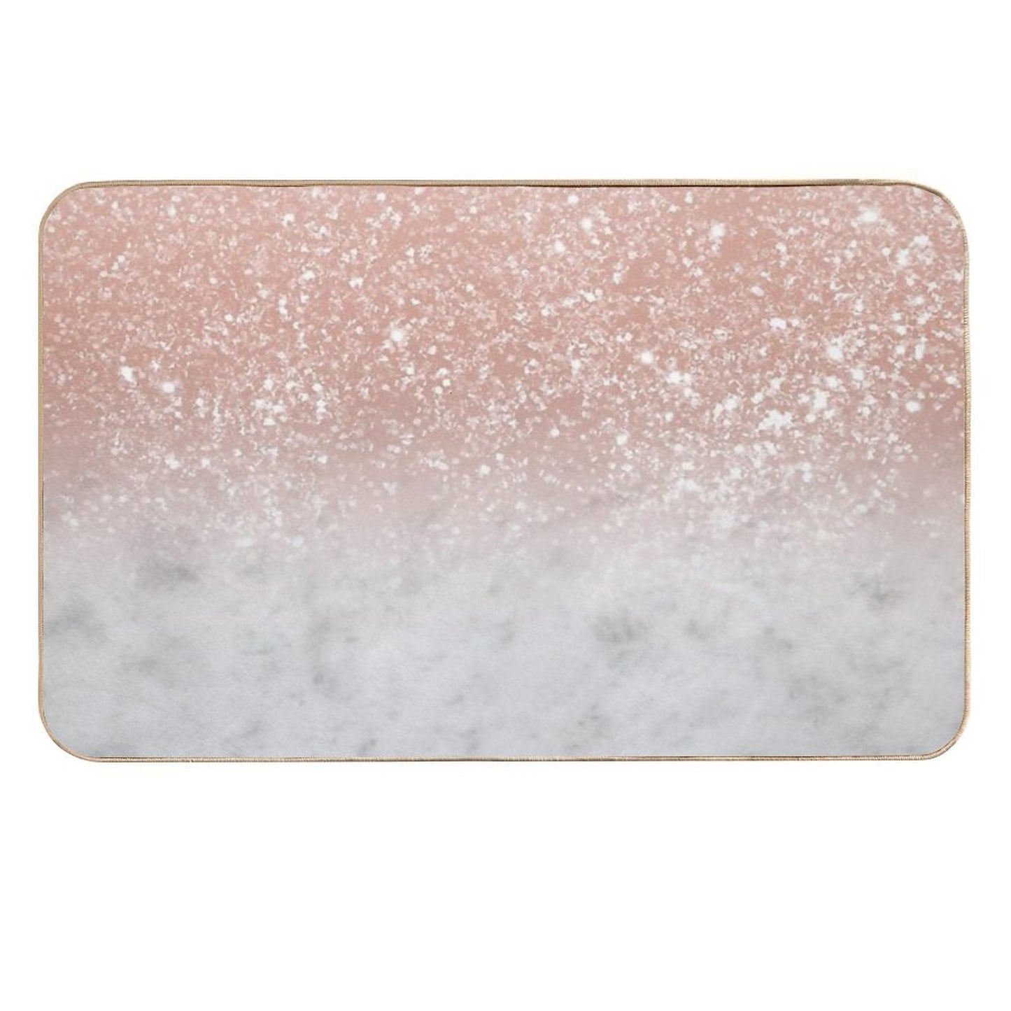 White Marble Rose Gold Ombre Glam #1 (Photo of Glitter Only - Not Reflective)  Anti-Trip Bath Mat