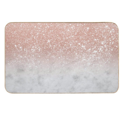White Marble Rose Gold Ombre Glam #1 (Photo of Glitter Only - Not Reflective)  Anti-Trip Bath Mat