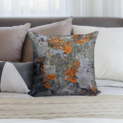 Orange And Grey Lichen Soft High-Density Material Throw Pillow