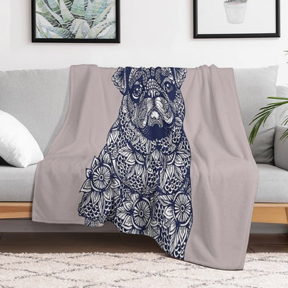 Mandala of Pug Wrinkle-free Throw Blanket