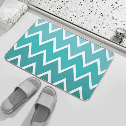 Teal Zigzag Shades  Rapid-Drying Bath Mat