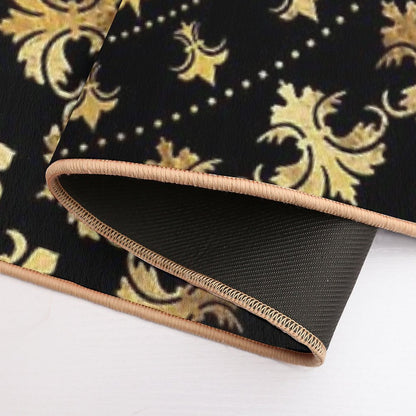 Fleur-de-lis - Circular Ornament - Gold And Black  Anti-Trip Bath Mat