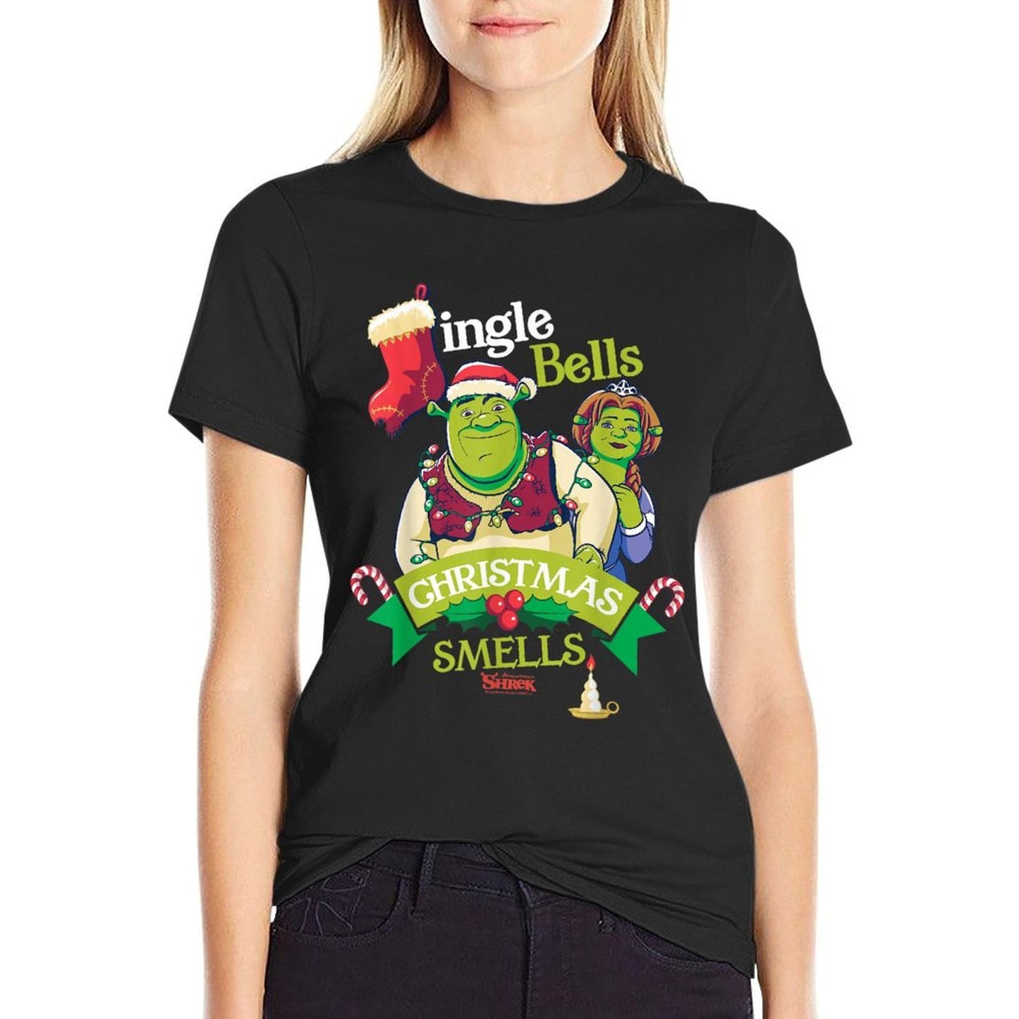 Shrek Jingle Bells Christmas Smells Shrek And Fiona  Soft T-Shirt