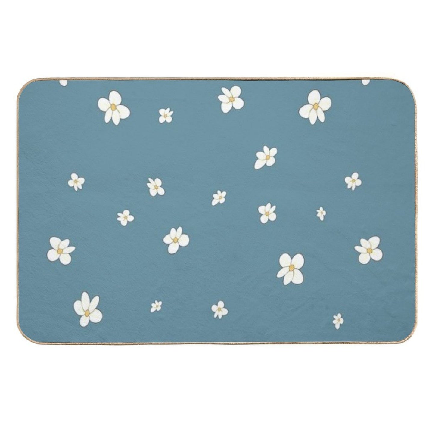 White Mini Flower Pattern L Accessories with Floral Pattern L Cute Flowers - Flower Design  Anti-Trip Bath Mat