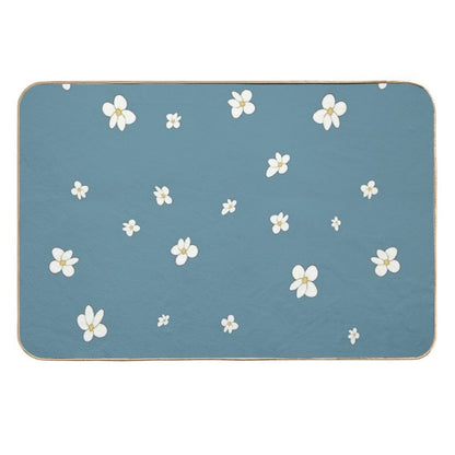 White Mini Flower Pattern L Accessories with Floral Pattern L Cute Flowers - Flower Design  Anti-Trip Bath Mat