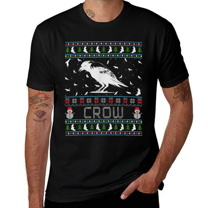 Ugly Christmas Sweaters Men Women Xmas Ugly Crow  Cotton T-Shirt