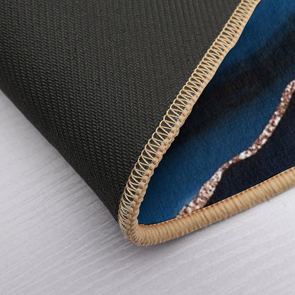 Blue And Rose Gold Agate  Long-Lasting Bath Mat