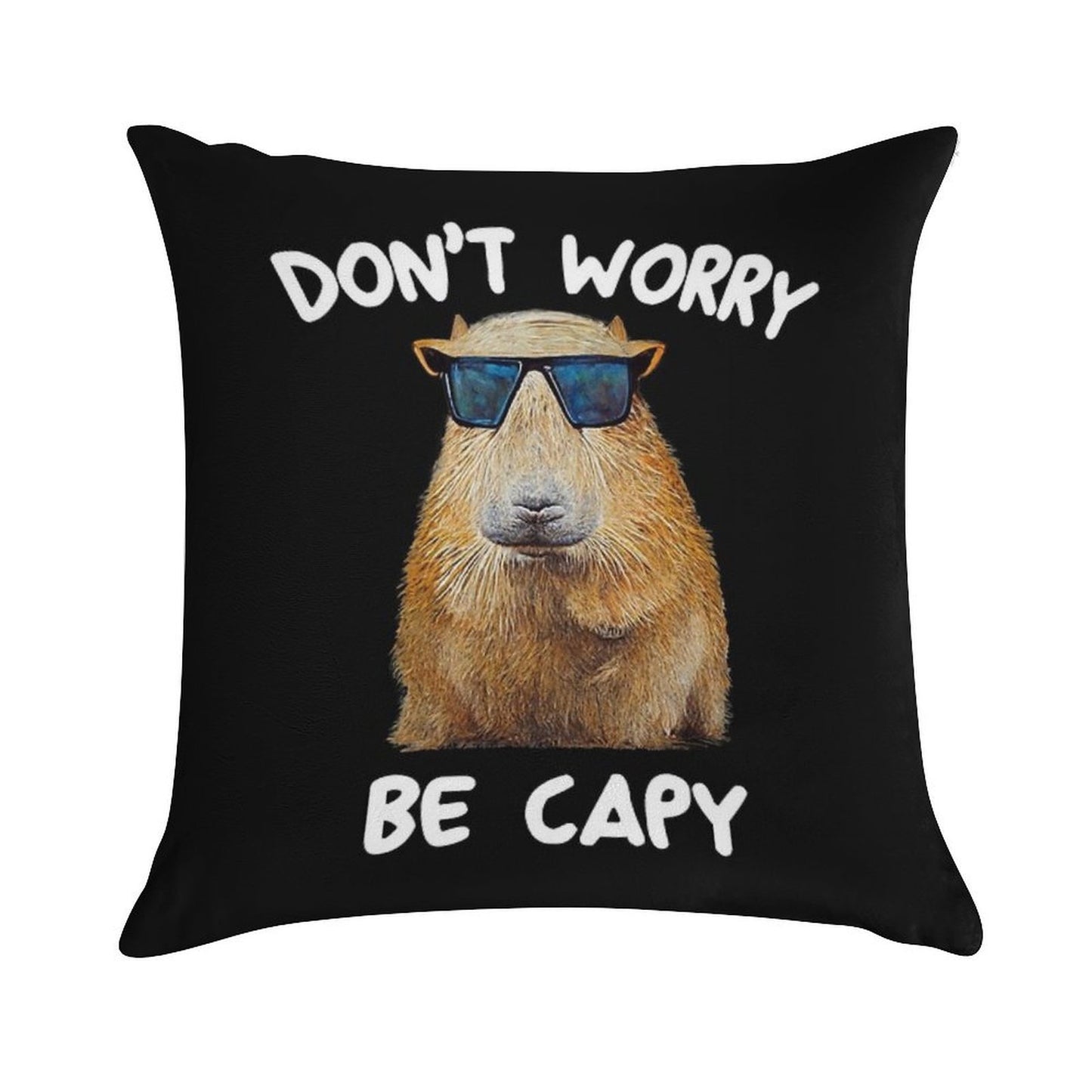 Funny Capybara Dont Worry Be Capy Funny Rodent Soft Anti-Pilling Throw Pillow