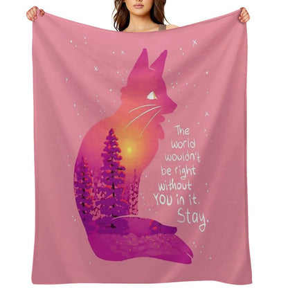 The World Wouldn't Be Right Without You Snowy Sunset Fox Gift-ready Throw Blanket