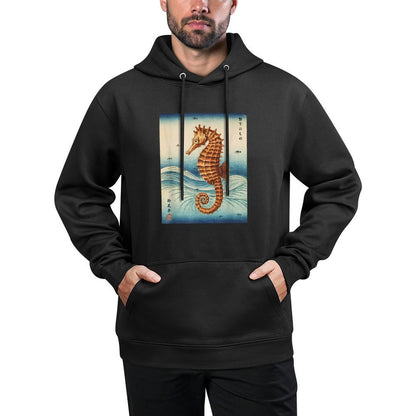 Japanese Art Sea Horse Kyosai Vintage Japan Artwork Shape Retention Hoodie