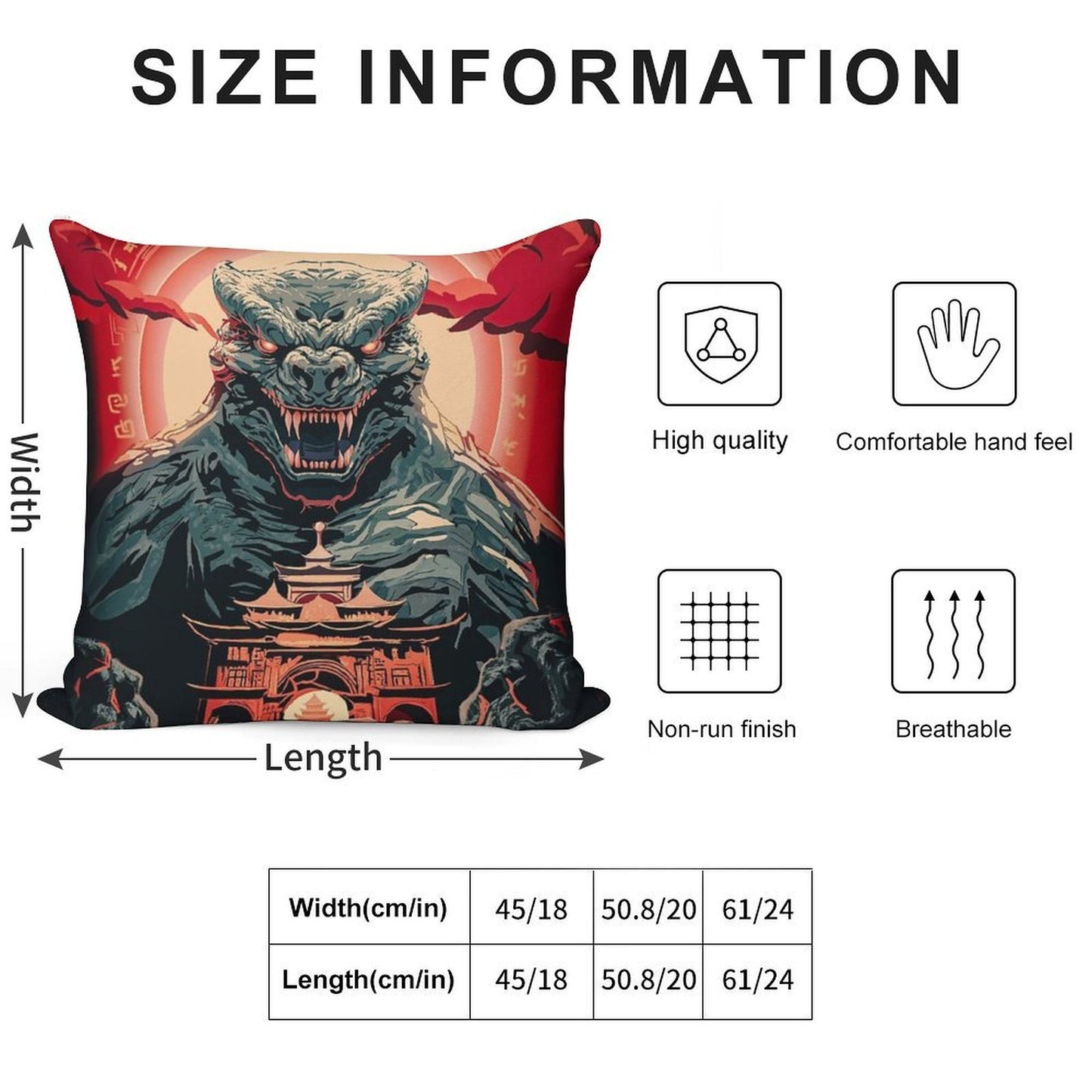 GODZILLA Soft Reinforced Edging Throw Pillow