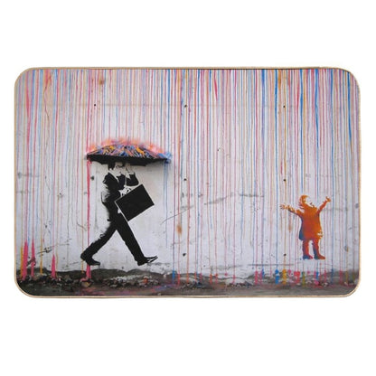 Banksy Umbrella Rainbow Happy Girl  Anti-Trip Bath Mat