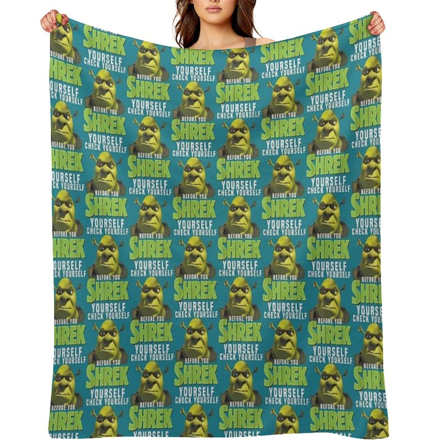 Sexy Shrek  Shrek Meme Face  Shrek Wazowski Lightweight Throw Blanket