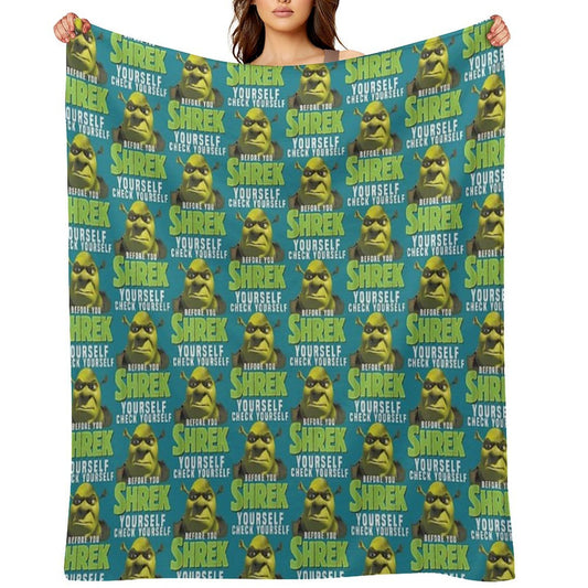 Sexy Shrek  Shrek Meme Face  Shrek Wazowski Lightweight Throw Blanket