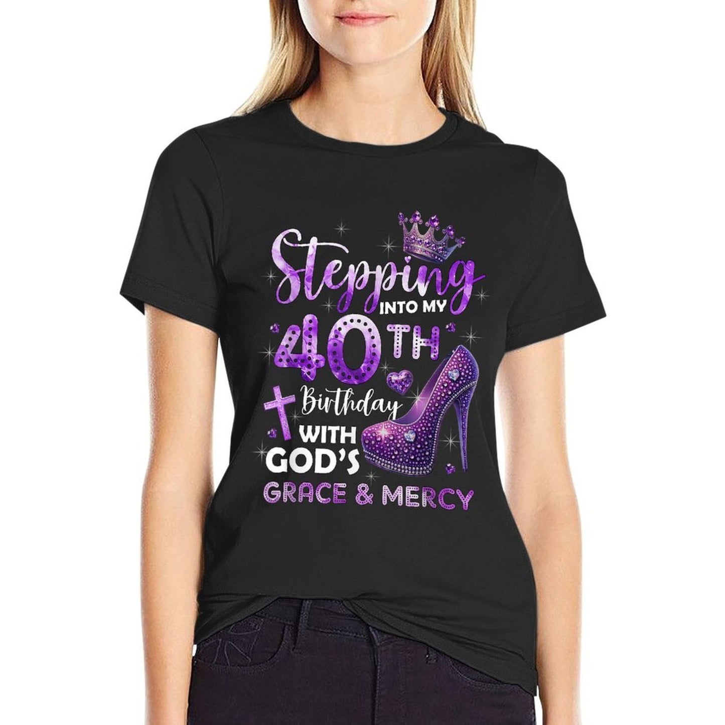 Stepping Into My 40th Birthday With God's Grace & Mercy  Eco-friendly Material T-Shirt