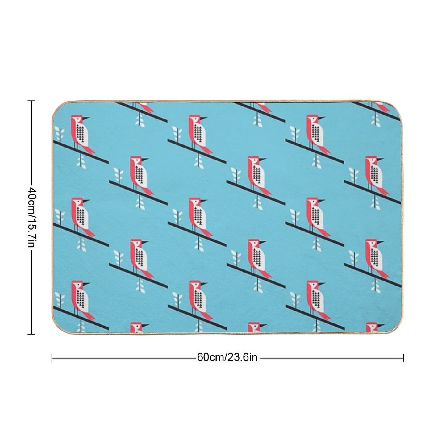 Woodpecker in Blue Durable Bath Mat