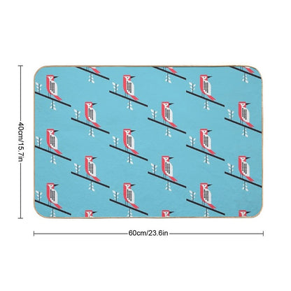 Woodpecker in Blue Durable Bath Mat