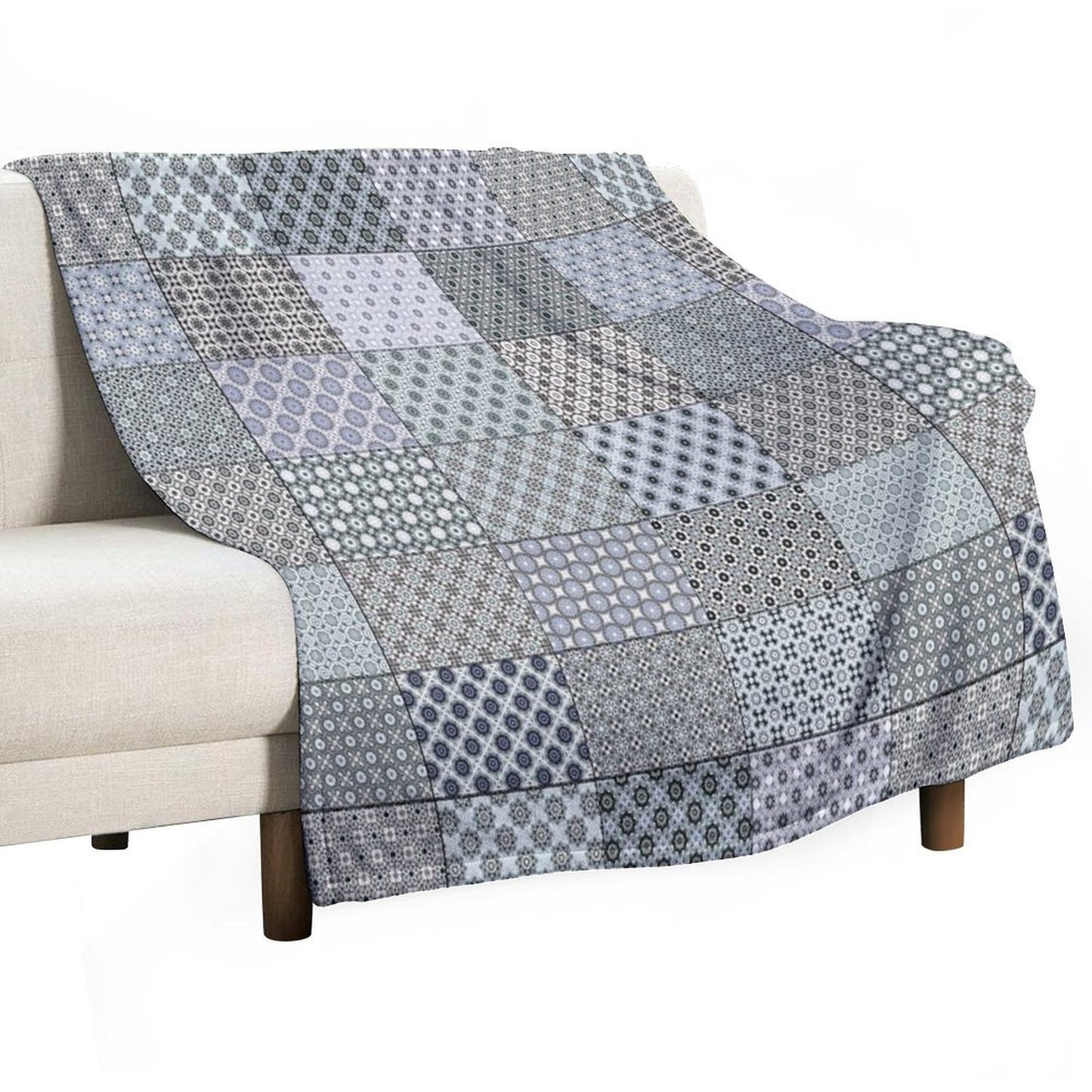 Gray Patchwork Anti-pilling Throw Blanket