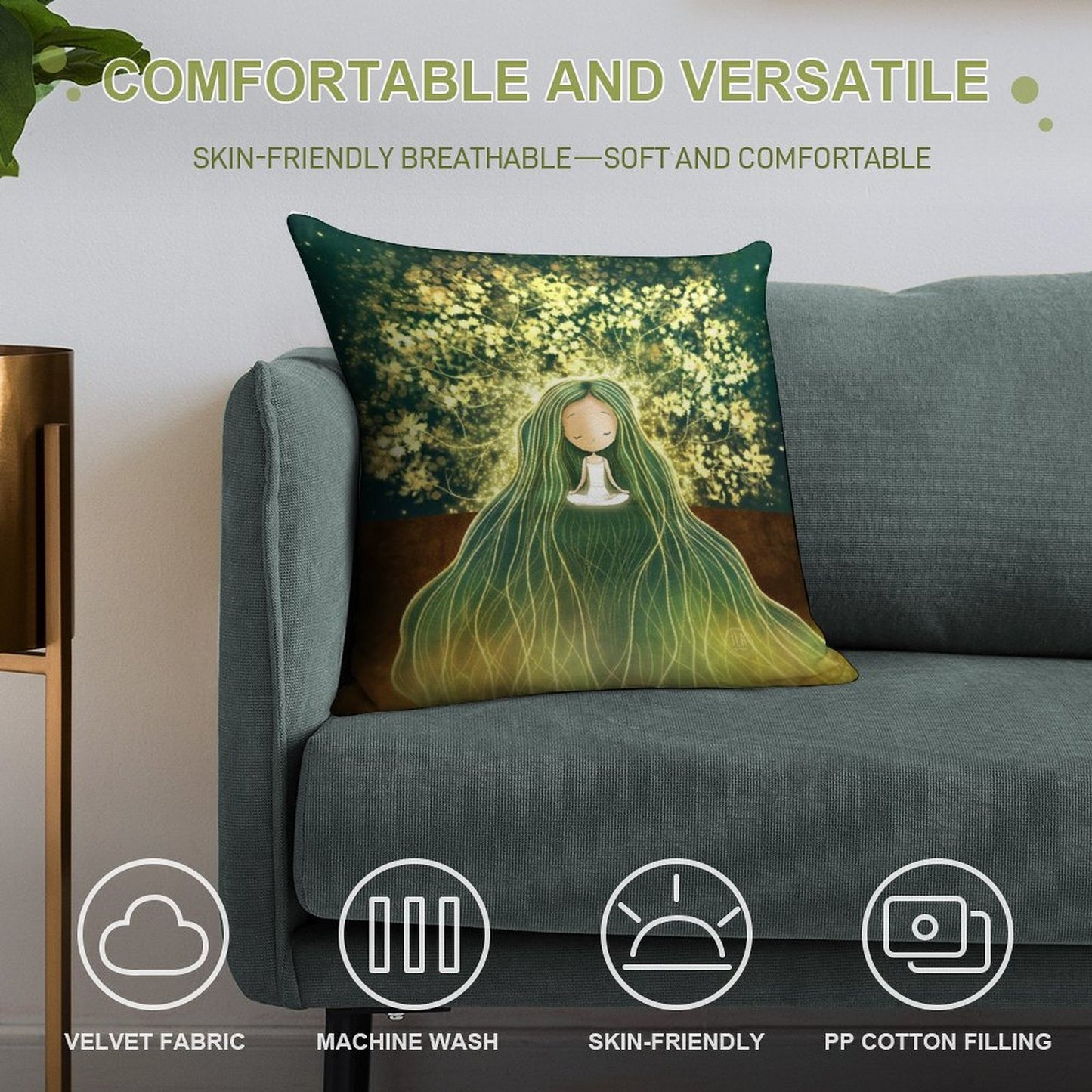 Magical Calm Grounding Yoga And Meditation Art Soft Hidden Zipper Throw Pillow