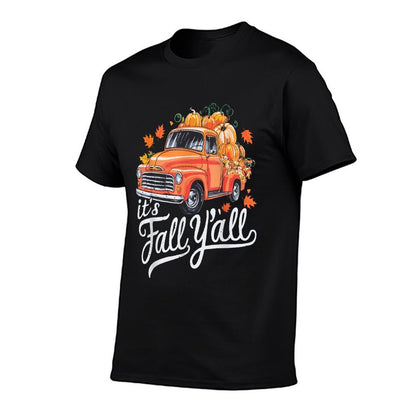 Its Fall Yall Pumpkin Truck Autumn Tree Hello Fall  High-quality Stitching T-Shirt