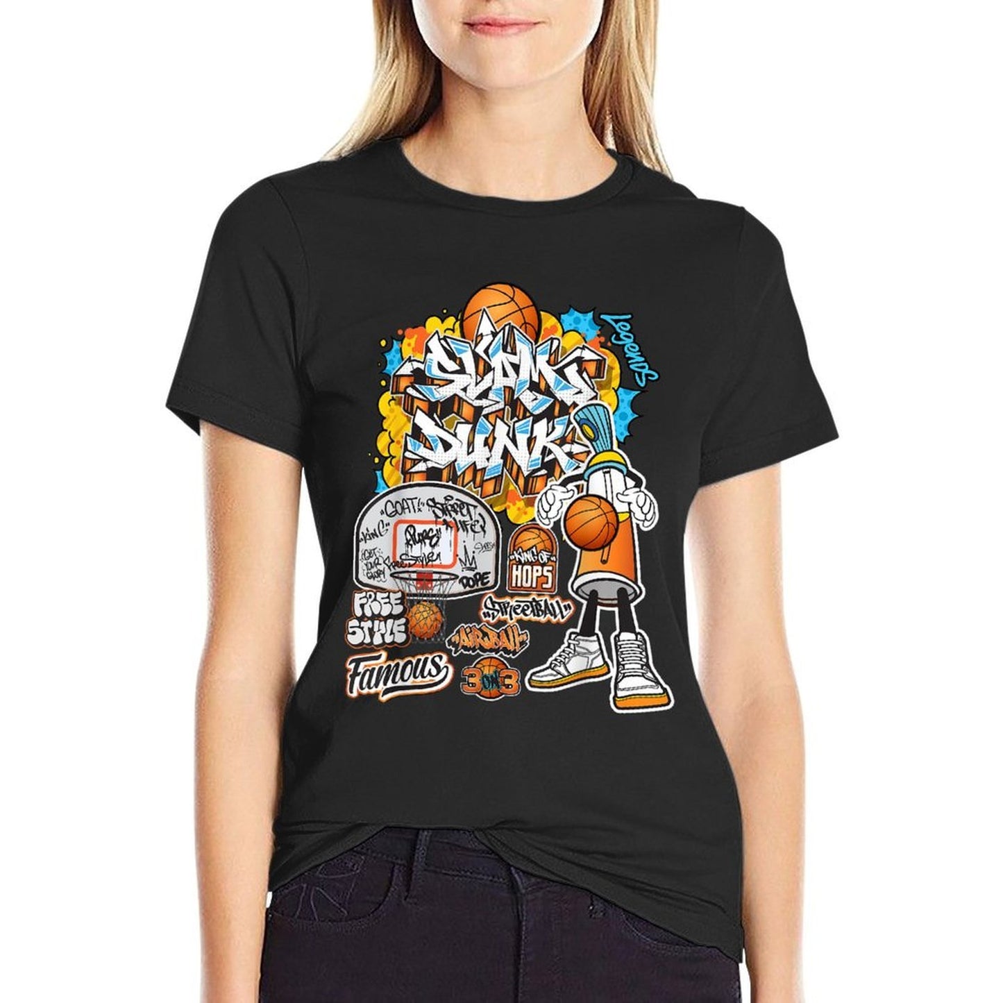 Cool Basketball Graffiti Style Illustration Graphic Designs  Slim-fit Cut T-Shirt