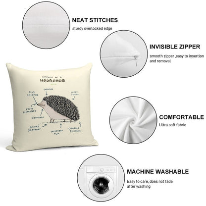 Anatomy of A Hedgehog Soft Home Decor Throw Pillow