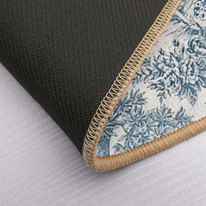 Powder Blue Romantic Flowers French Toile Design  Absorbent Bath Mat