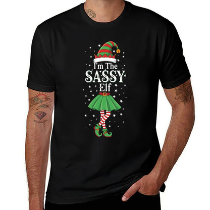 Xmas Family Matching Women Girls Mom The Sassy Elf Christmas  Stretchy T-Shirt