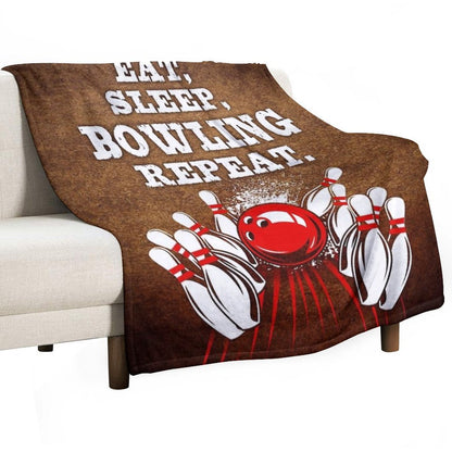 Eat Sleep Bowling Vintage Art Multi-functional Throw Blanket